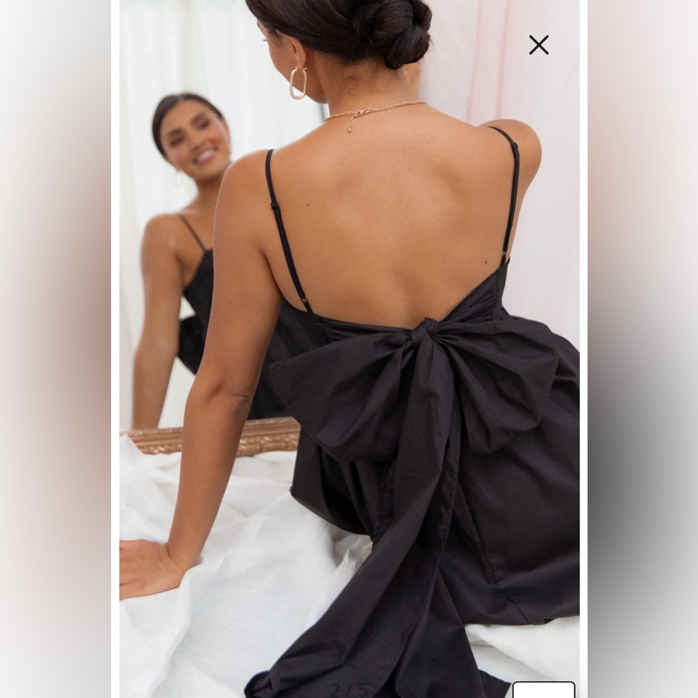 Petal & Pup Black Midi Dress with Spaghetti Straps - Picture 2 of 12